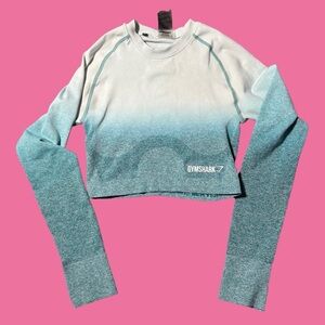 Gymshark Blue and White Ombre Cropped Top